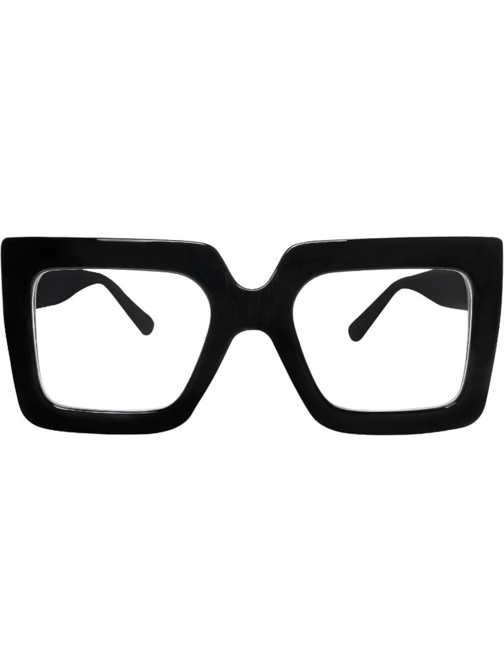 Women's Black Oversized Square Big Frame Computer Eyewear Thick Fashion Glasses